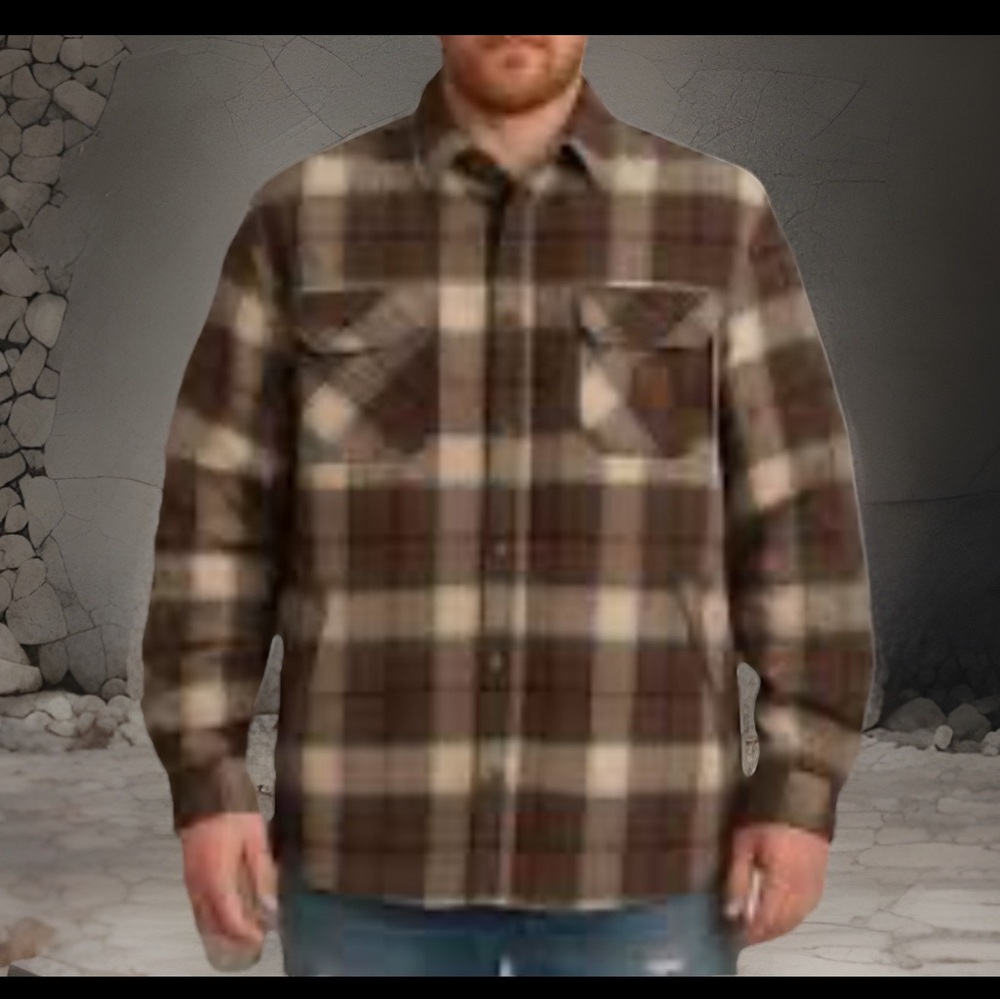 Pendleton Vintage 50s Men 100% Wool Flannel Shirt Plaid Button Large Brown Tones